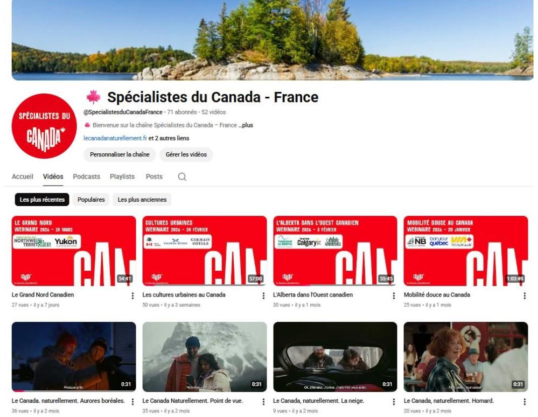 Spécialistes du Canada – France YouTube page