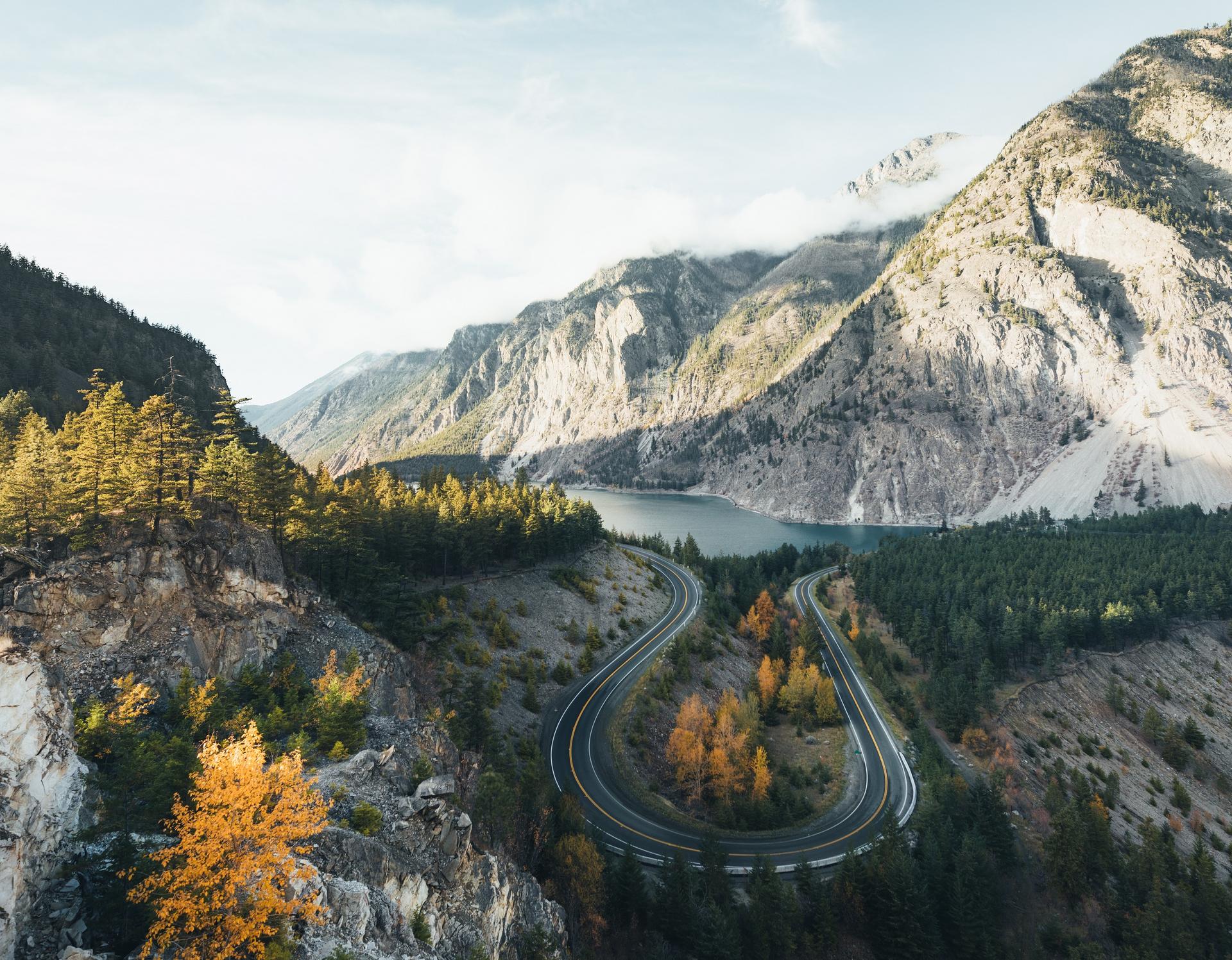 Landscape with winding road